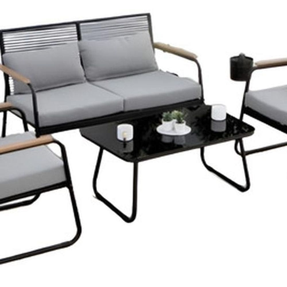 Conjunto De Jardim 4 Pecas Poltrona Dupla, Simples E Mesa