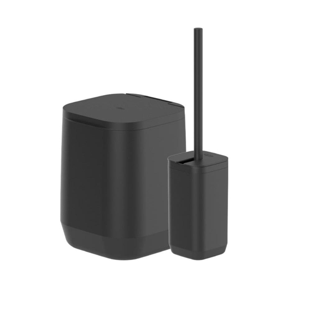 Kit Lixeira 6L + Escova Sanitária Suspensa Aura Preto Ou