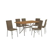 Conjunto Sala de Jantar 6 Cadeiras Mesa Tampo de Madeira Kappesberg Crome Níquel/Cappuccino/Canela