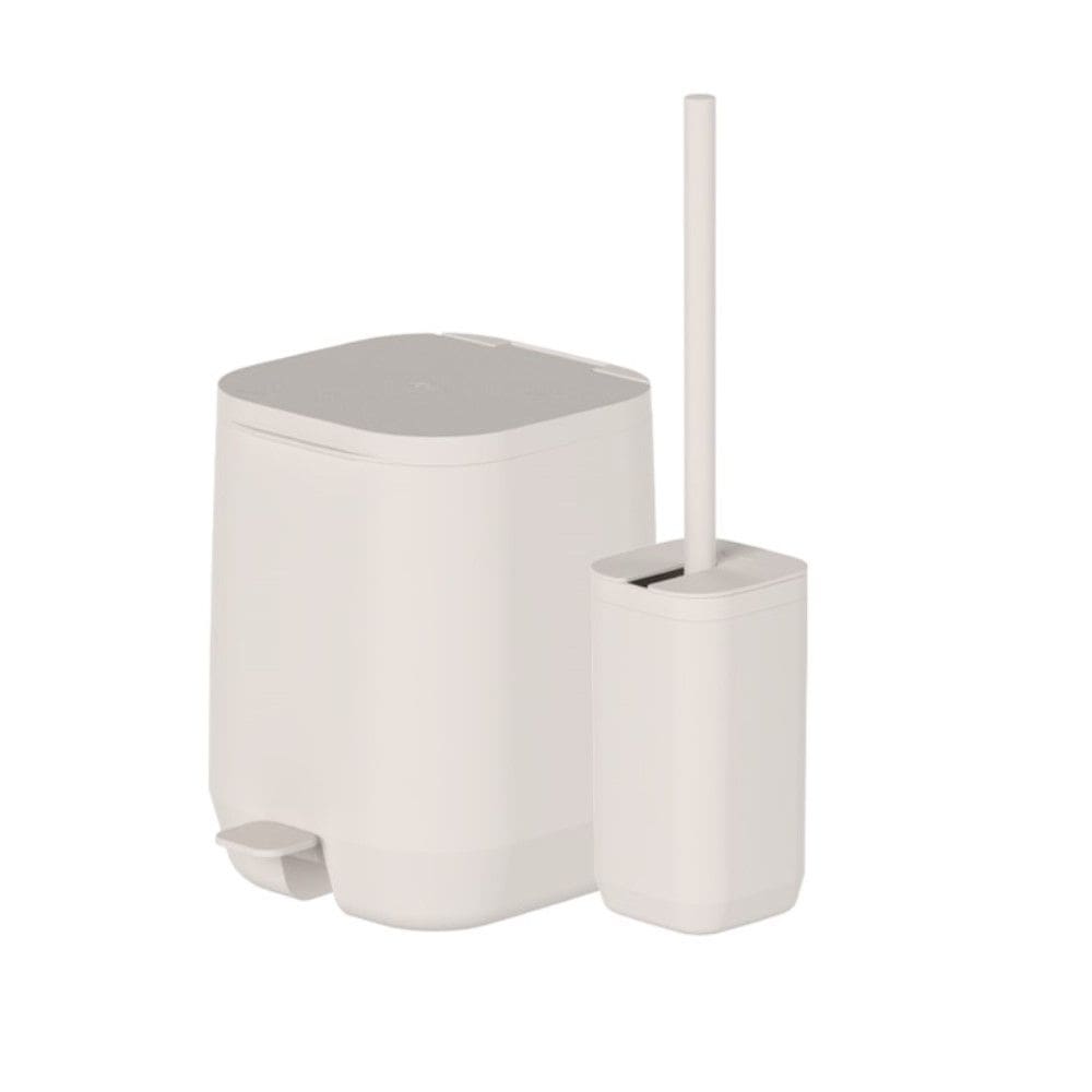 Kit Lixeira 6L + Escova Sanitária Aura Bege Ou