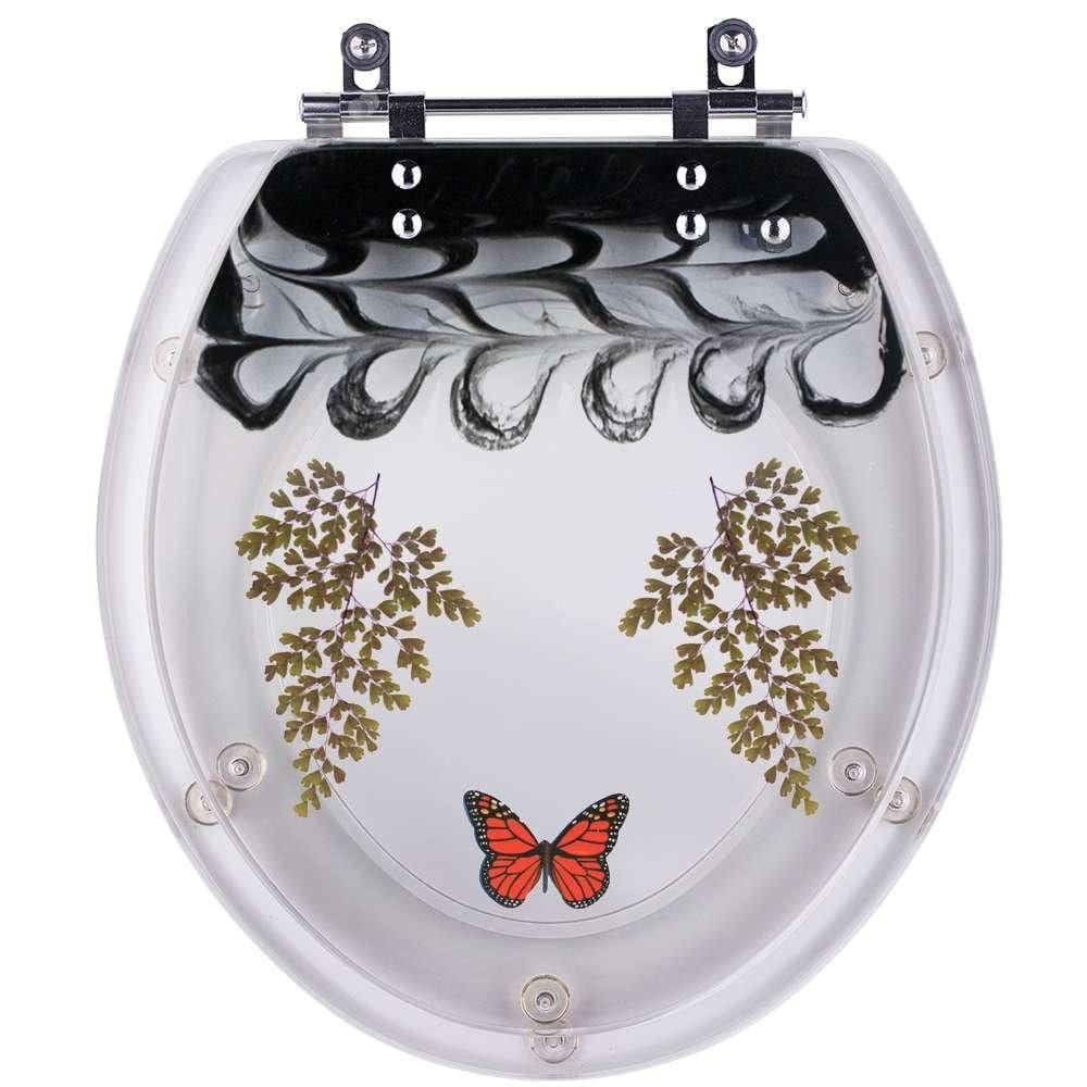 Tampa de Privada Poliester Oval Preto Dec Avenca Borboleta