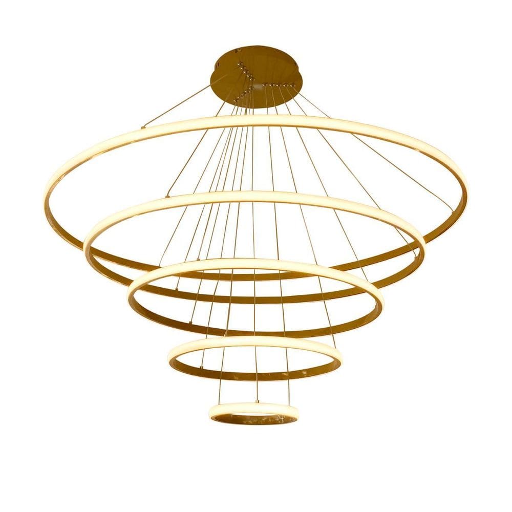 Pendente Luminária Led Redondo 1Metro Dourado Branco Quente