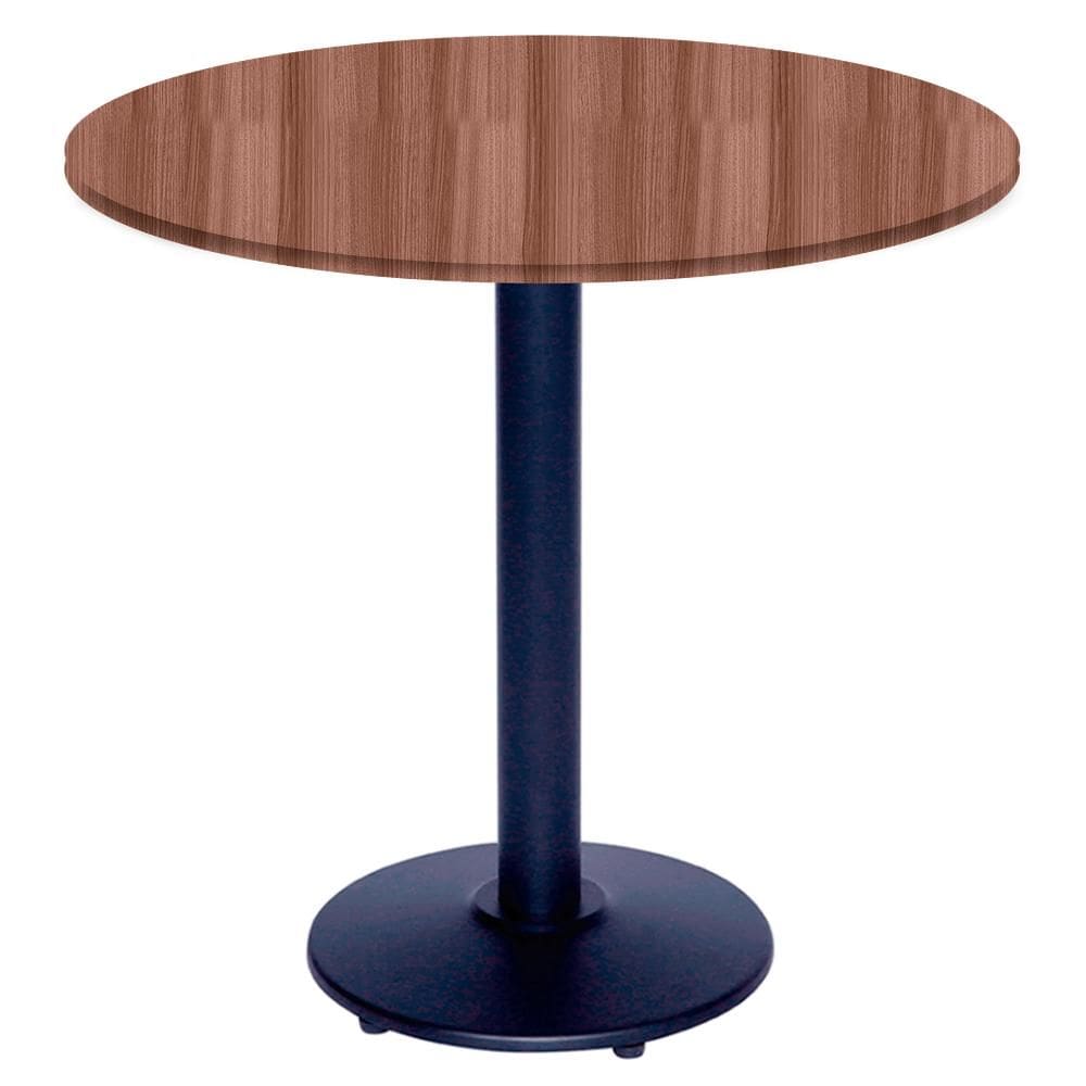 Mesa Bistrô Ferro Preto 111,50 cm (Alt) Disco Redondo Tampo MDP Redondo 60 cm (Larg) x 2,50 cm (Alt) Walnut