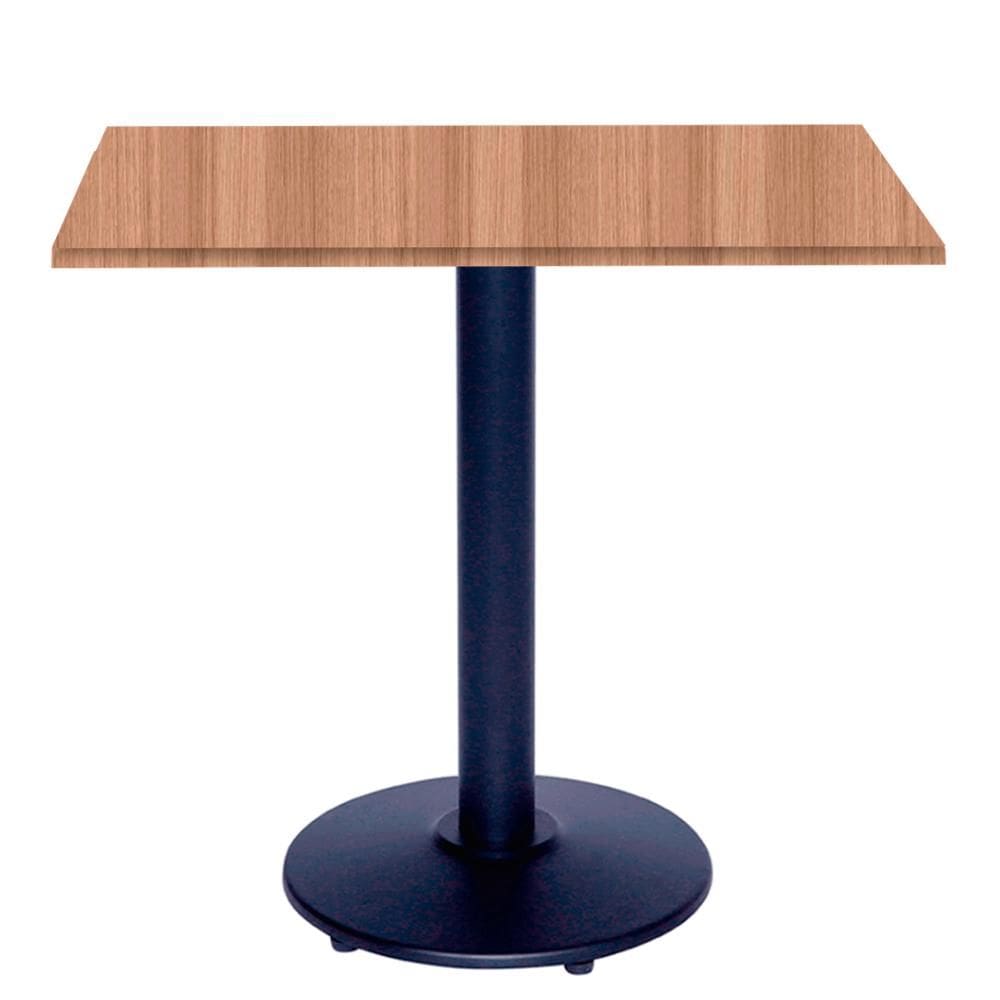 Mesa Bistrô Ferro Preto 111,50 cm (Alt) Disco Redondo Tampo MDP Quadrado 60 cm (Larg) x 2,50 cm (Alt) Noce Nat