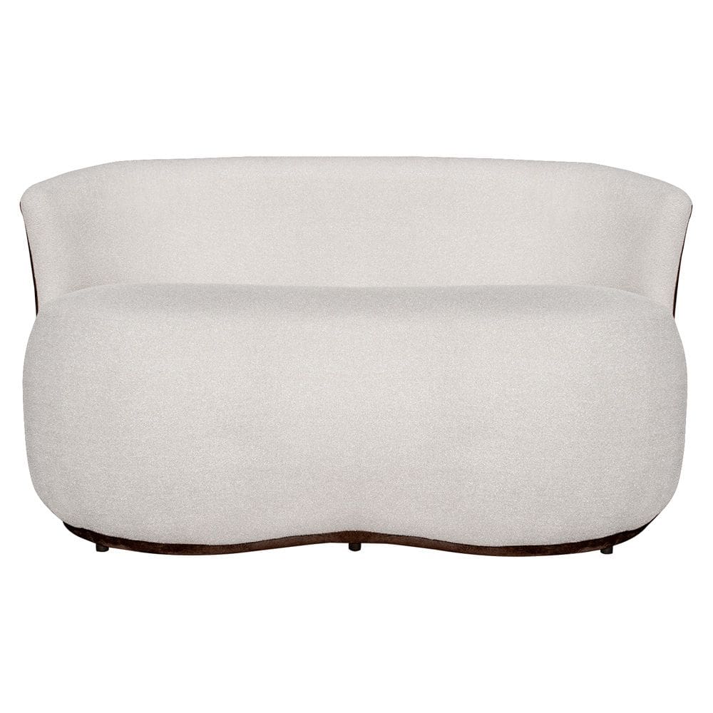 Poltrona Namoradeira Sofá Orgânico 2 Lugares Beatriz Boucle Branco Composê Tecido Marrom