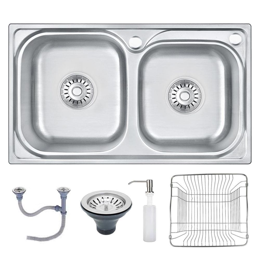 Cuba Dupla Cozinha Completa 68X39Cm Aço Inox Prata
