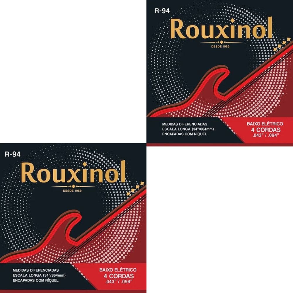 Kit 2 Encordoamento Baixo Elétrico 4 Cordas R94 0.43\" Rouxinol PRR94L