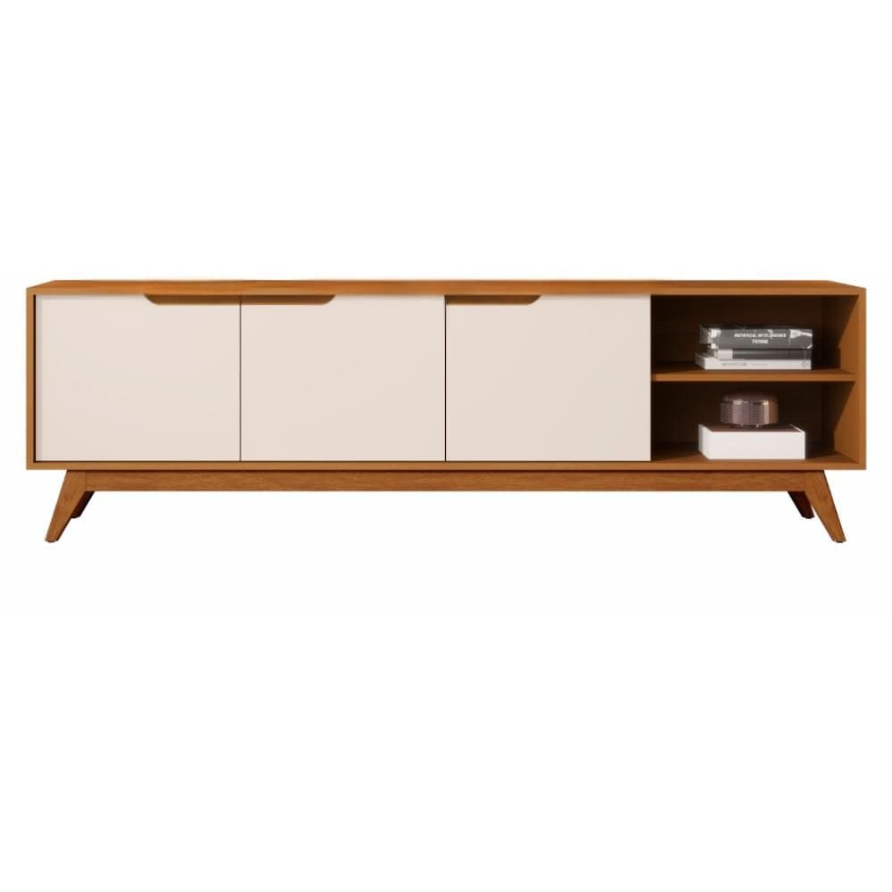Rack Bancada Tucumã 1.8 Pé Madeira Maciça Nature Off White JB Bechara