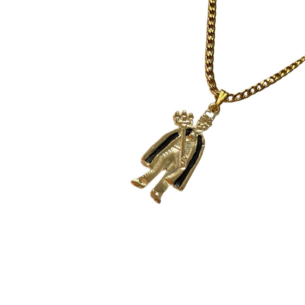 Colar Corrente Pingente Exu Capa Preta 3 cm Dourado