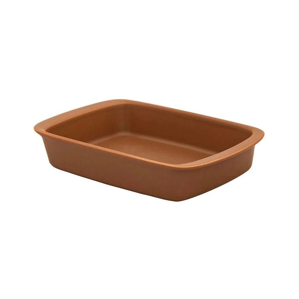 Travessa Refratária Retangular de Porcelana Marrom Tango 34x21cm 2 Litros Oxford