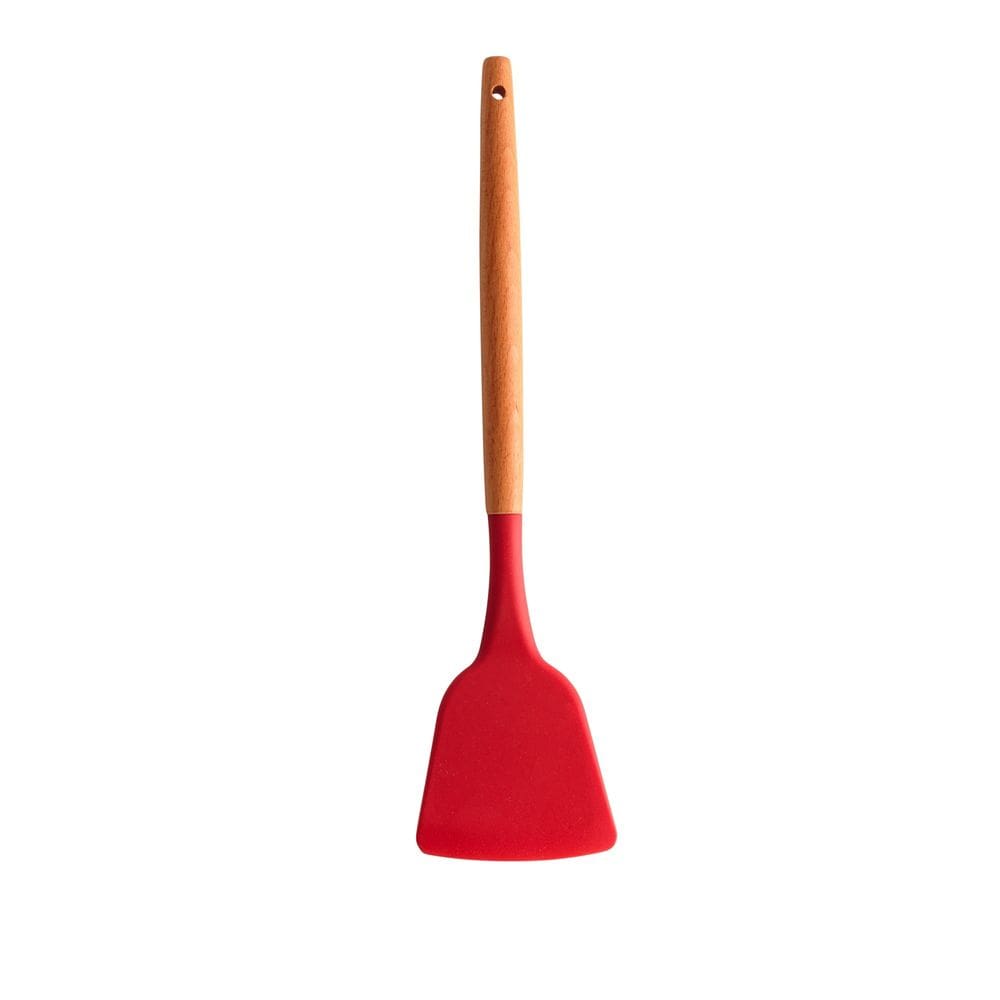 Espátula de Silicone Vermelho Com Cabo de Bambu Charmy Lyor
