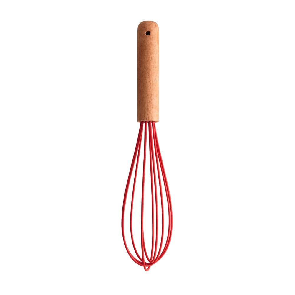 Batedor de Ovos de Silicone Vermelho C/ Cabo de Bambu Charmy Lyor