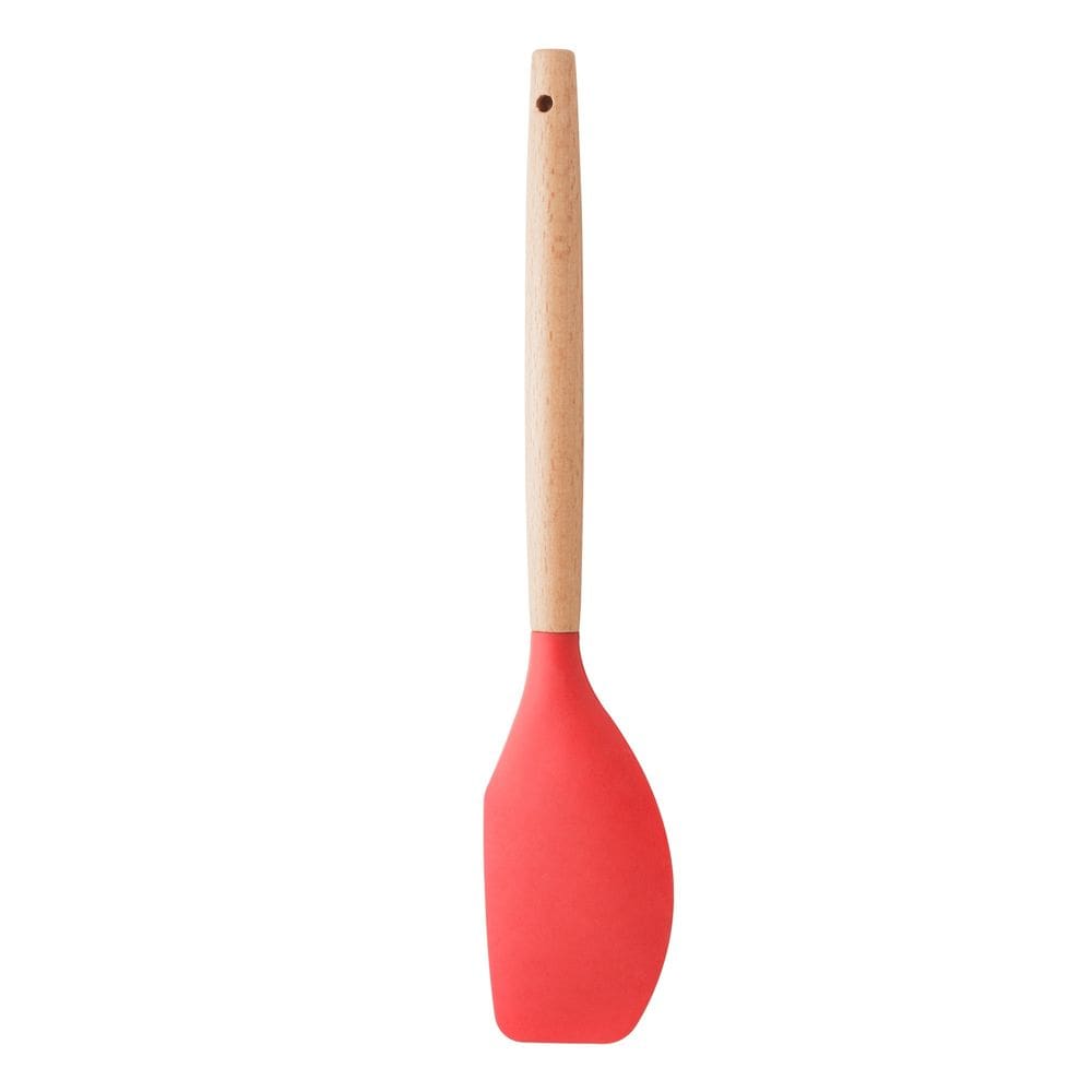 Espátula Pão Duro de Silicone Vermelho C/ Cabo Bambu Charmy Lyor