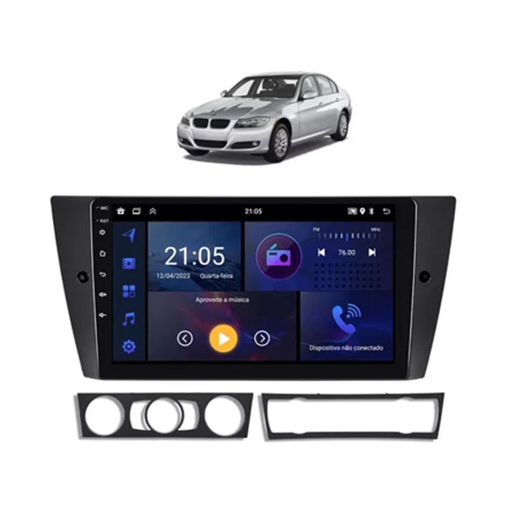 Kit Multimídia BMW Série 3 E90 E93 9 Pol Android Carplay Gps 2/32GB - 915BR ROADSTAR