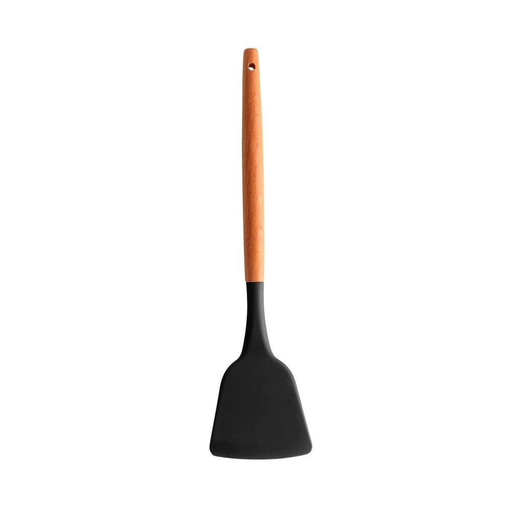 Espátula de Silicone Preto Com Cabo de Bambu Charmy Lyor