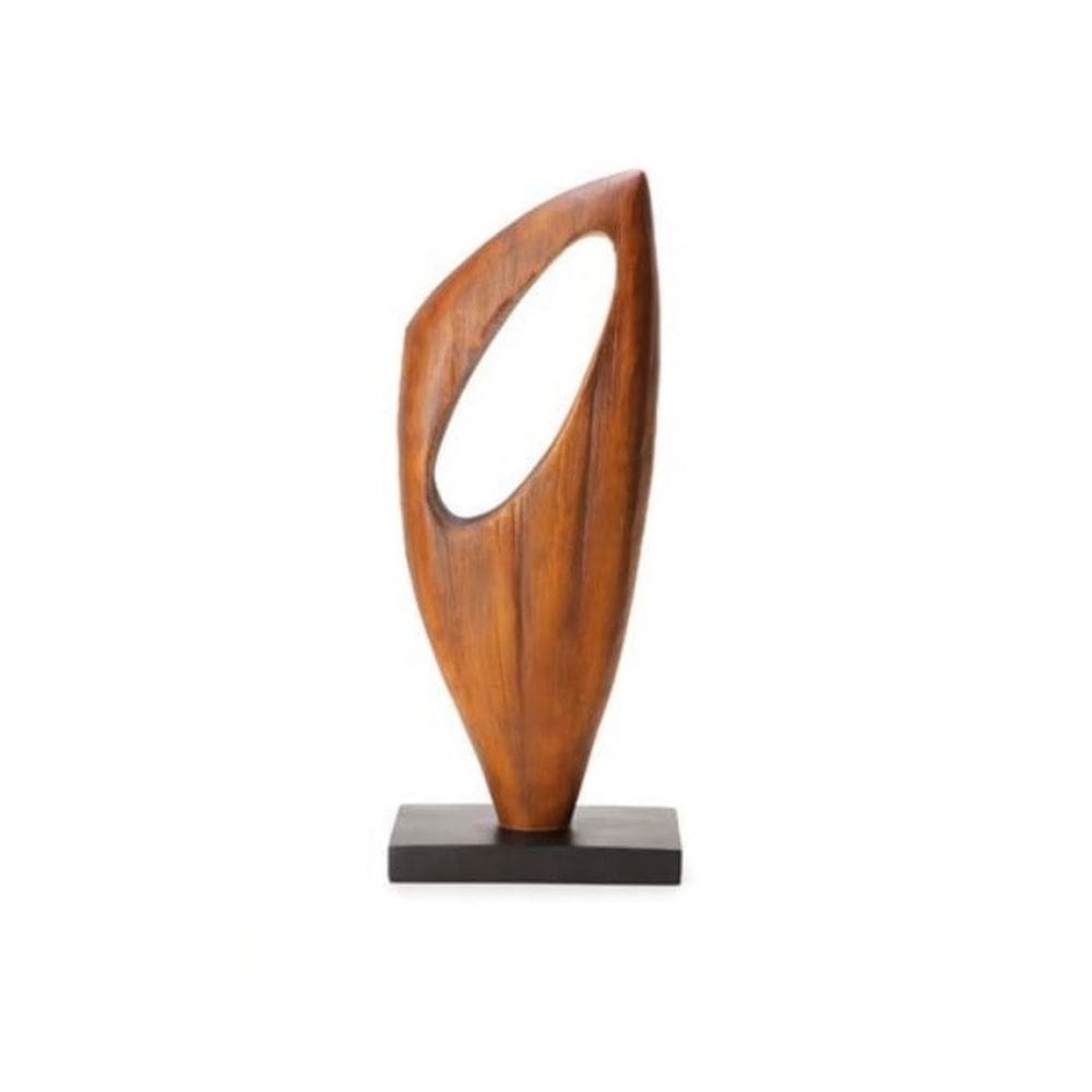 Escultura Decorativa Abstrata Marrom em Poliresina 54x22,5cm Mart