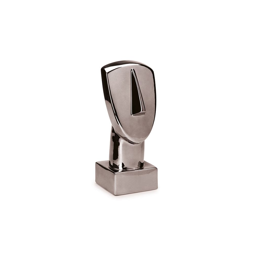 Escultura Decorativa Face Prata em Cerâmica 28x12cm Mart