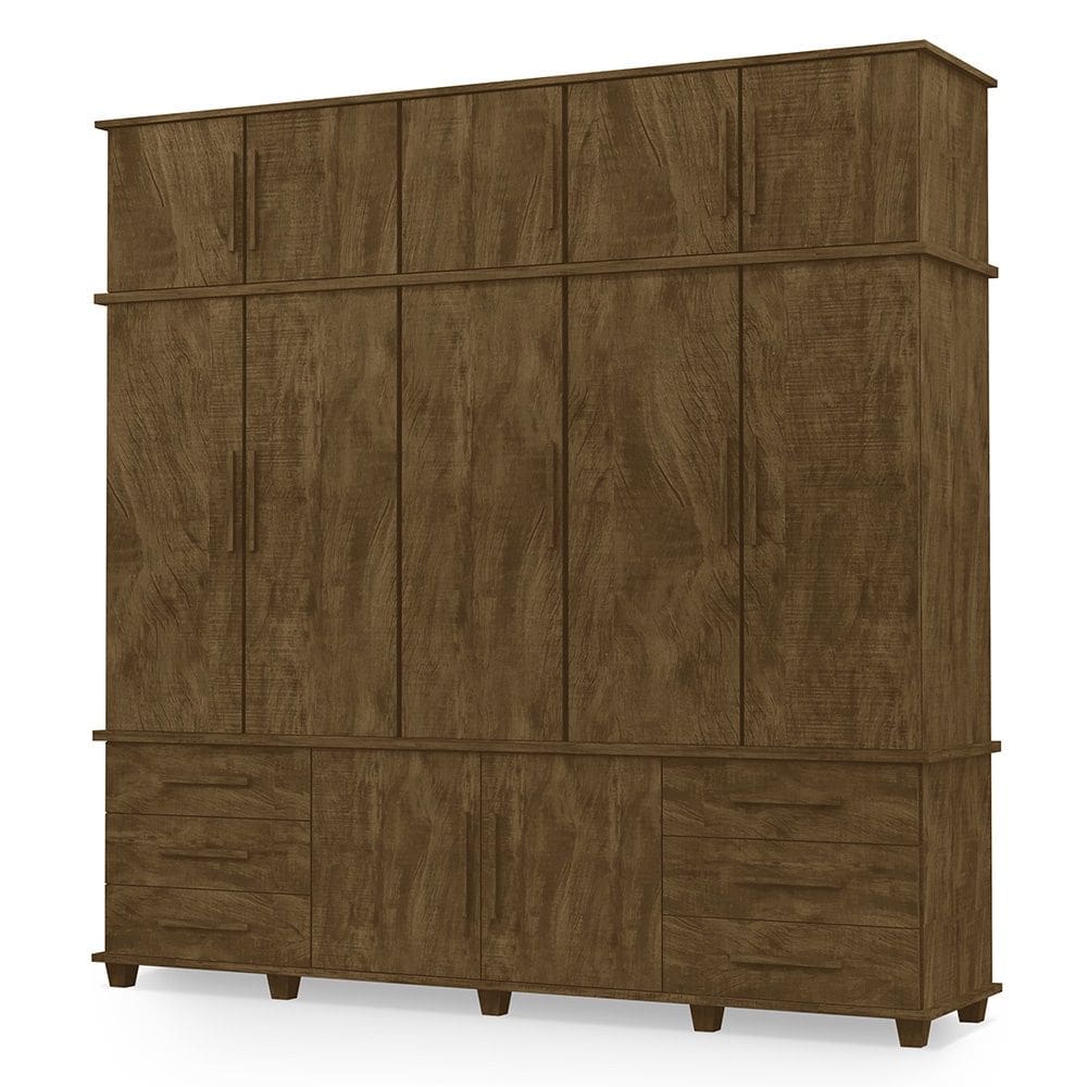 Guarda Roupa Roupeiro Londres Triplex Grande 5 Portas 6 Gavetas com Maleiro Malbec Luapa