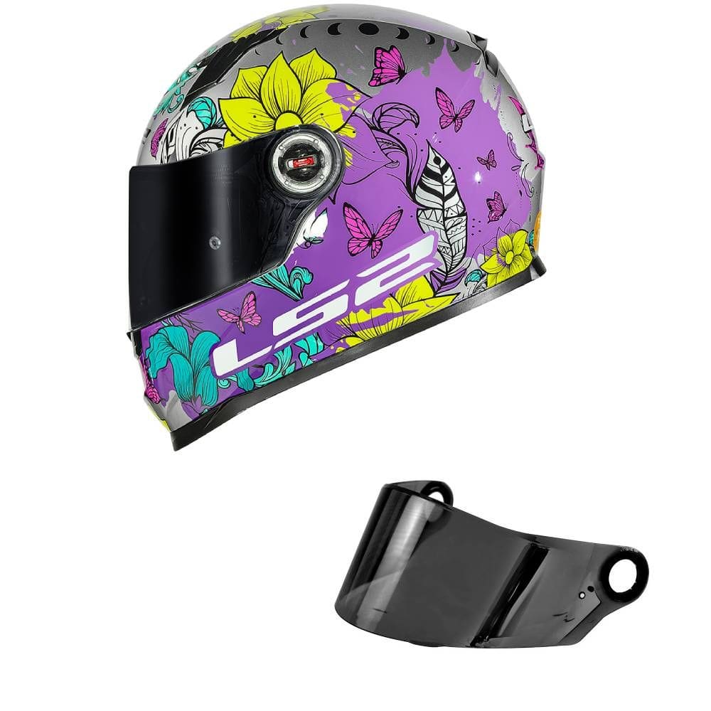 Capacete LS2 FF358 Dreamcatcher Cinza e Rosa Mais Viseira Fumê