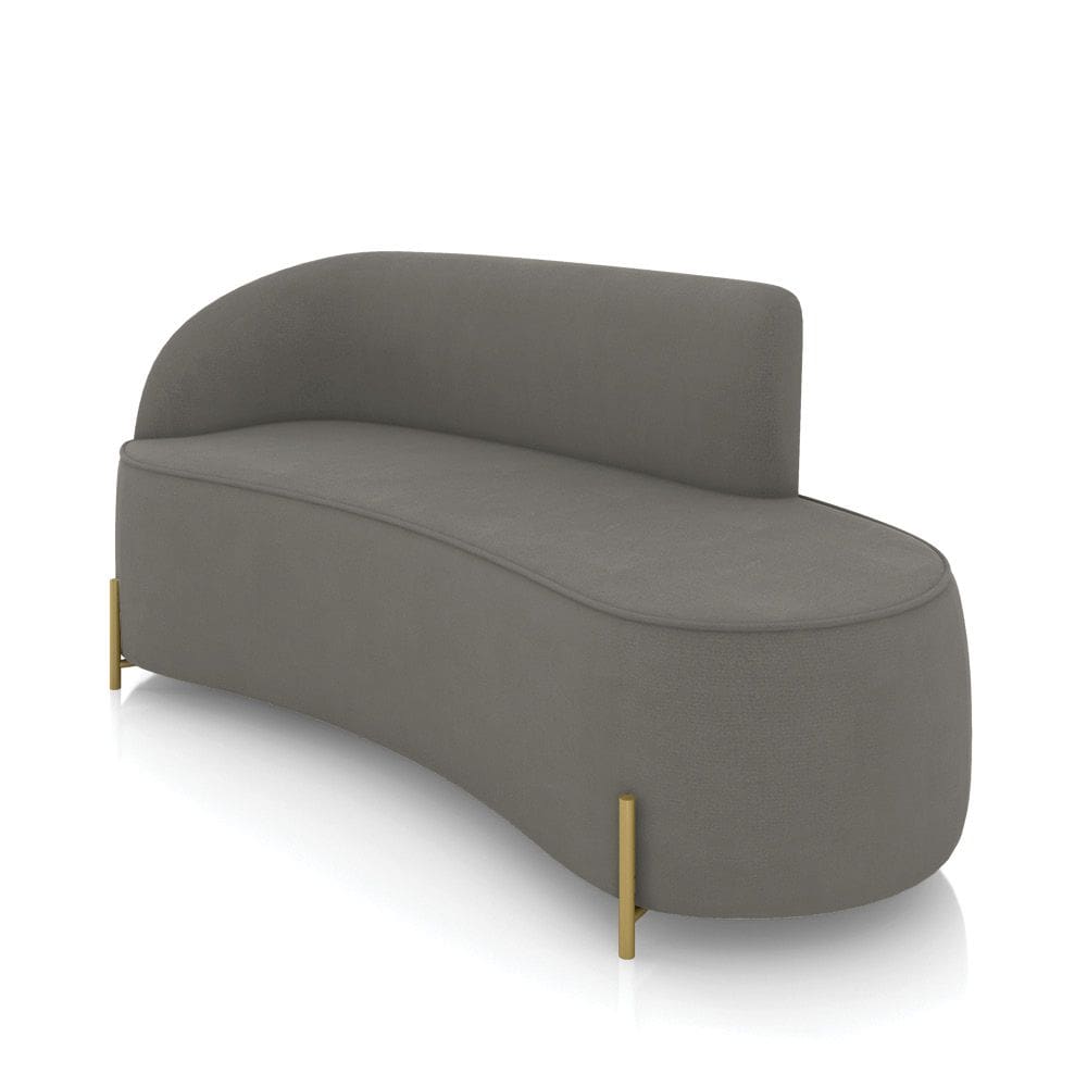 Sofá 3 Lugares Orgânico 180cm Pé Dourado Morgan Suede Grafite D03 - D`Rossi