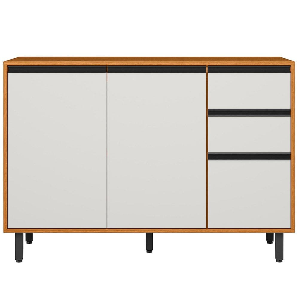 Balcão Com Tampo 3P 2G 120 cm 12640 Raven Freijo Off White PLN