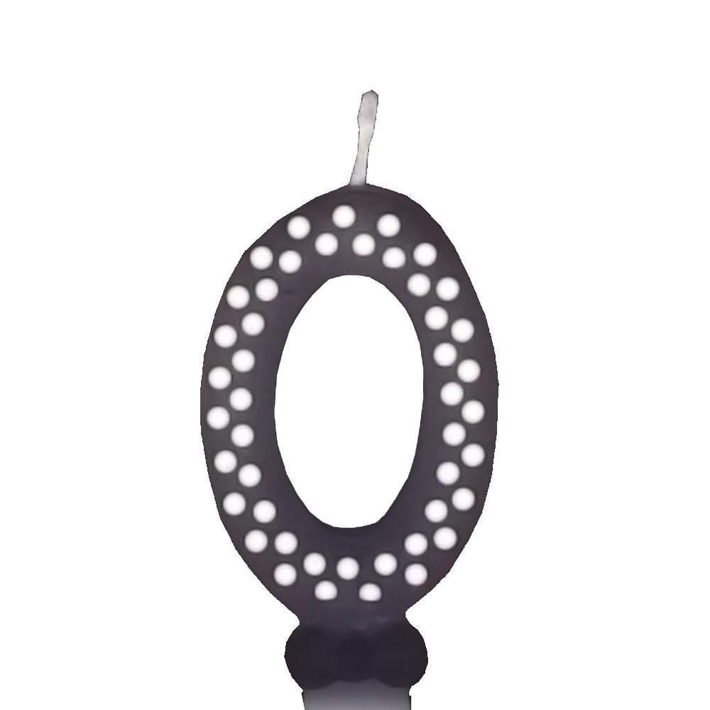 Vela De Aniversário Poá Preto - N0