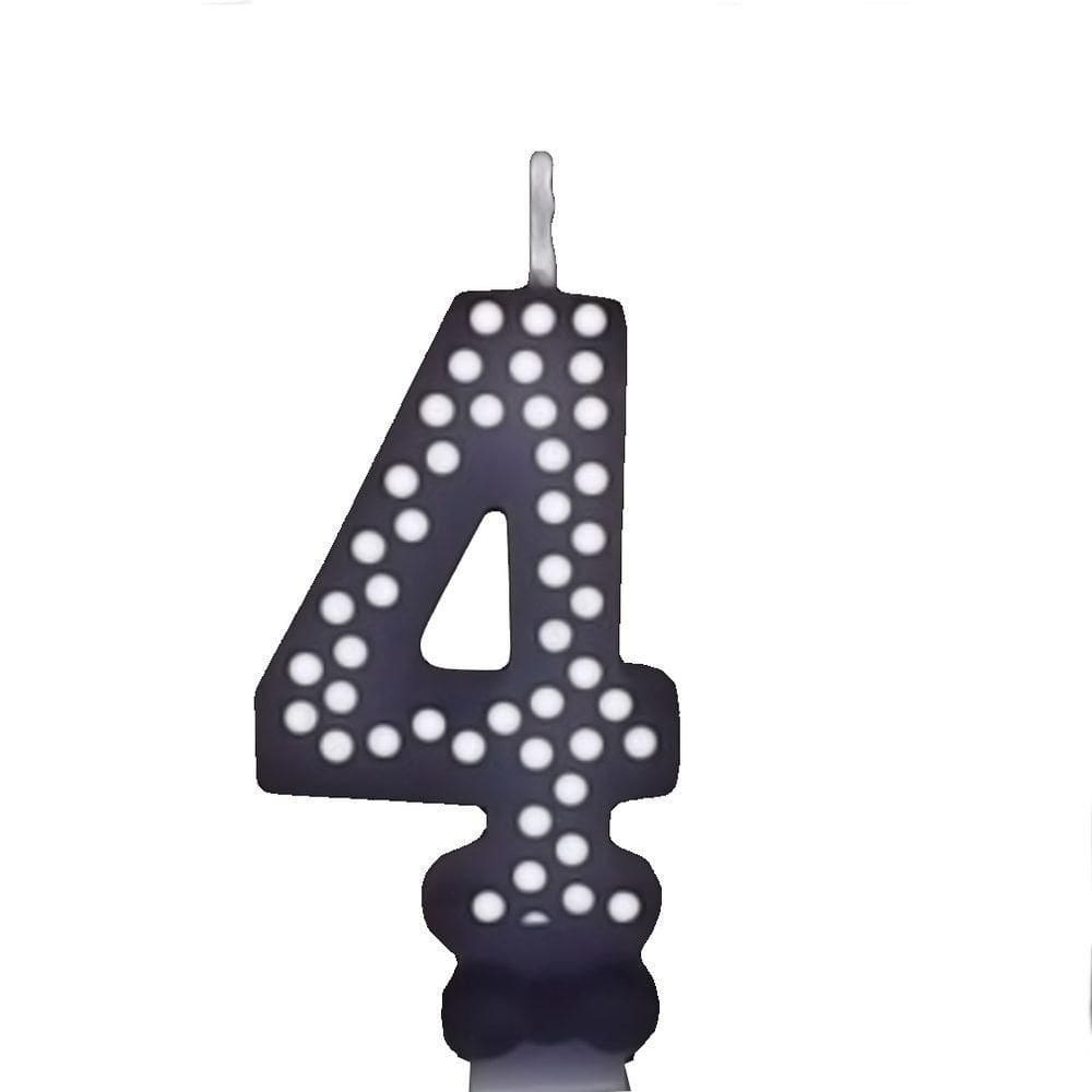 Vela De Aniversário Poá Preto - N4