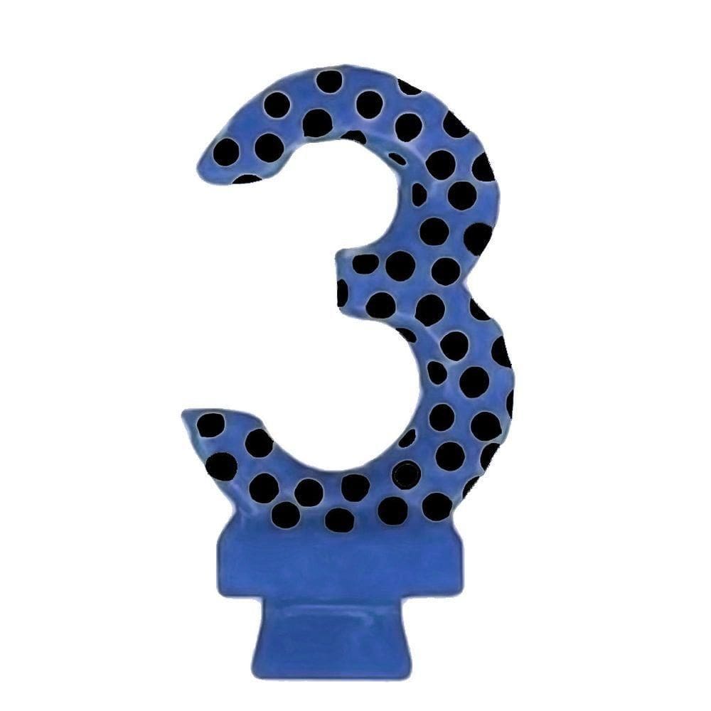 Vela De Aniversário Poá Azul - N3