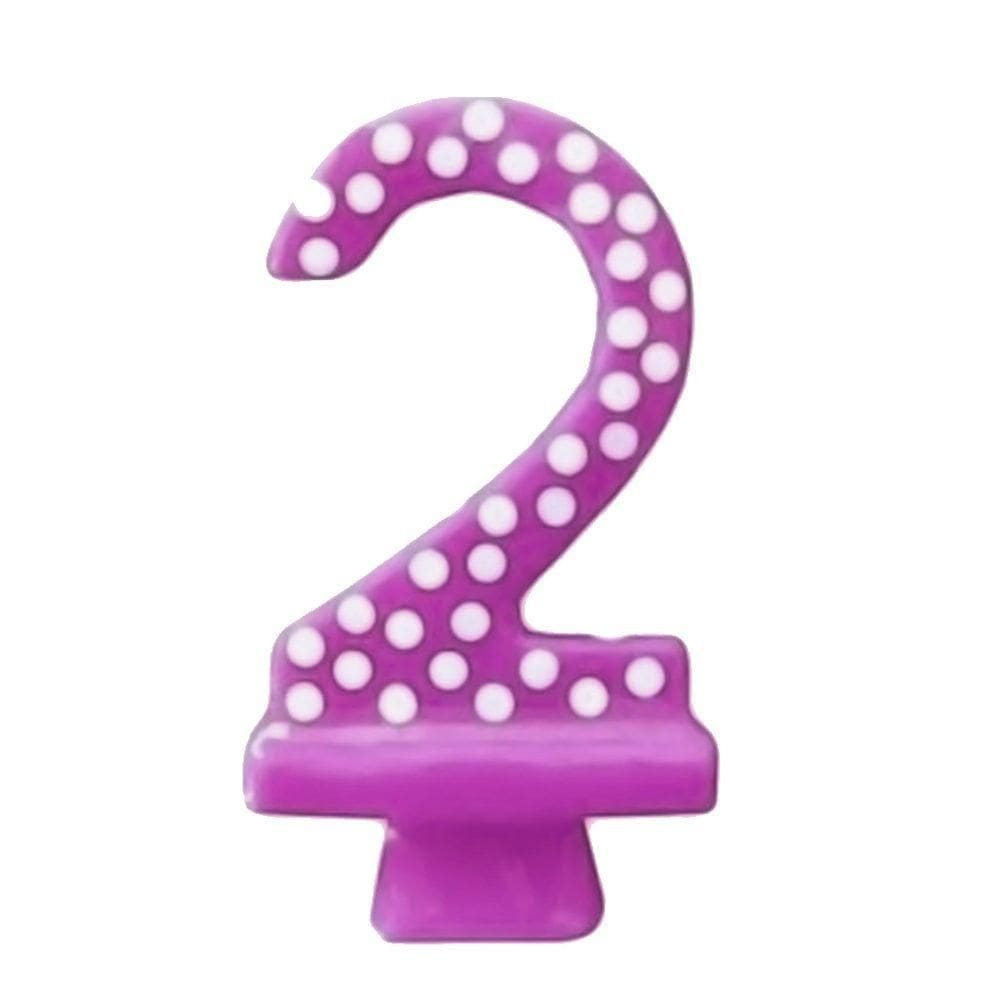 Vela De Aniversário Poá Lilás - N2