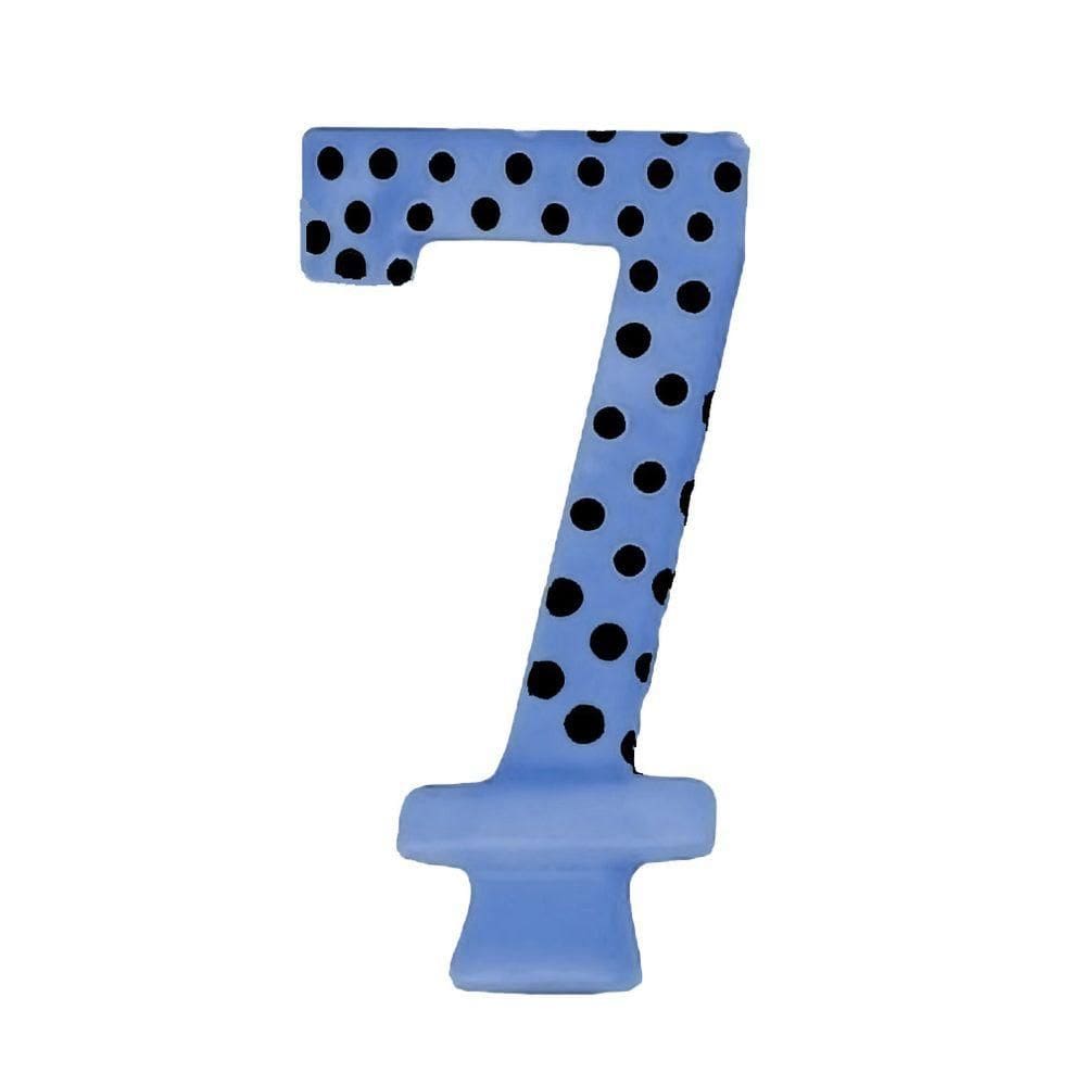 Vela De Aniversário Poá Azul - N7