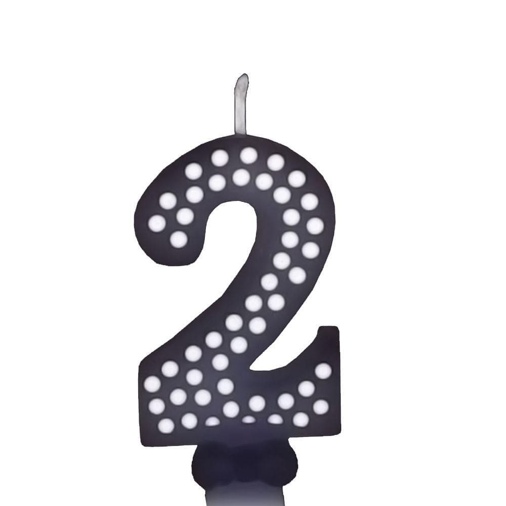 Vela De Aniversário Poá Preto - N2