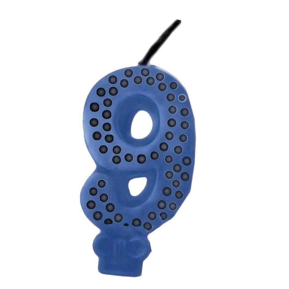 Vela De Aniversário Poá Azul - N9