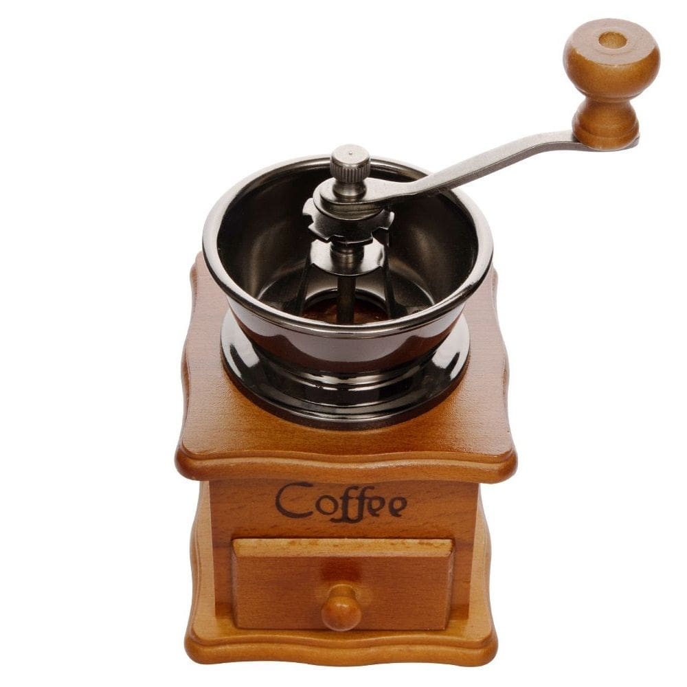 Moedor de Café Manual de Metal e Madeira Com Gaveta Clink