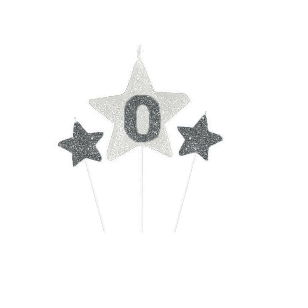 Vela De Aniversário New Star Prata - Número 0