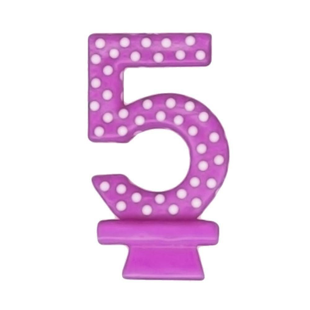 Vela De Aniversário Poá Lilás - N5