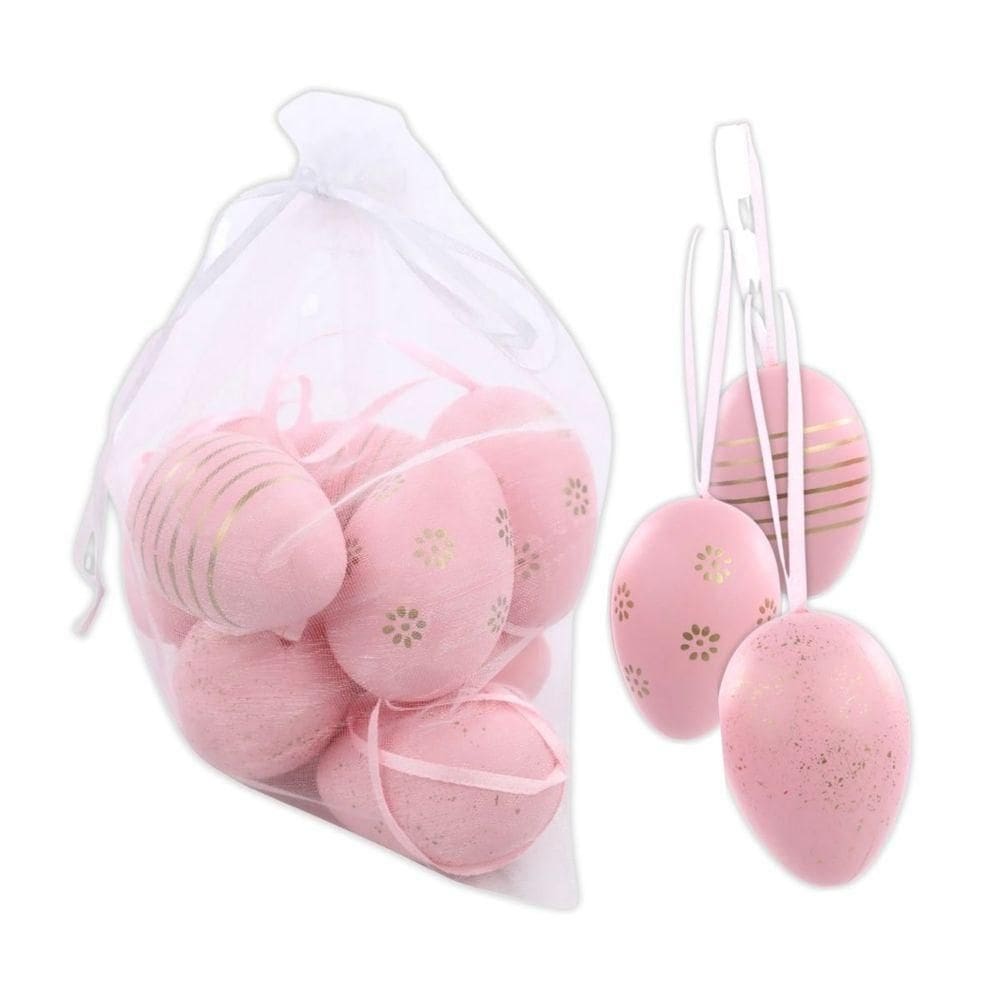 Ovos Artificiais De Páscoa Rosa Para Pendurar - 9 Un