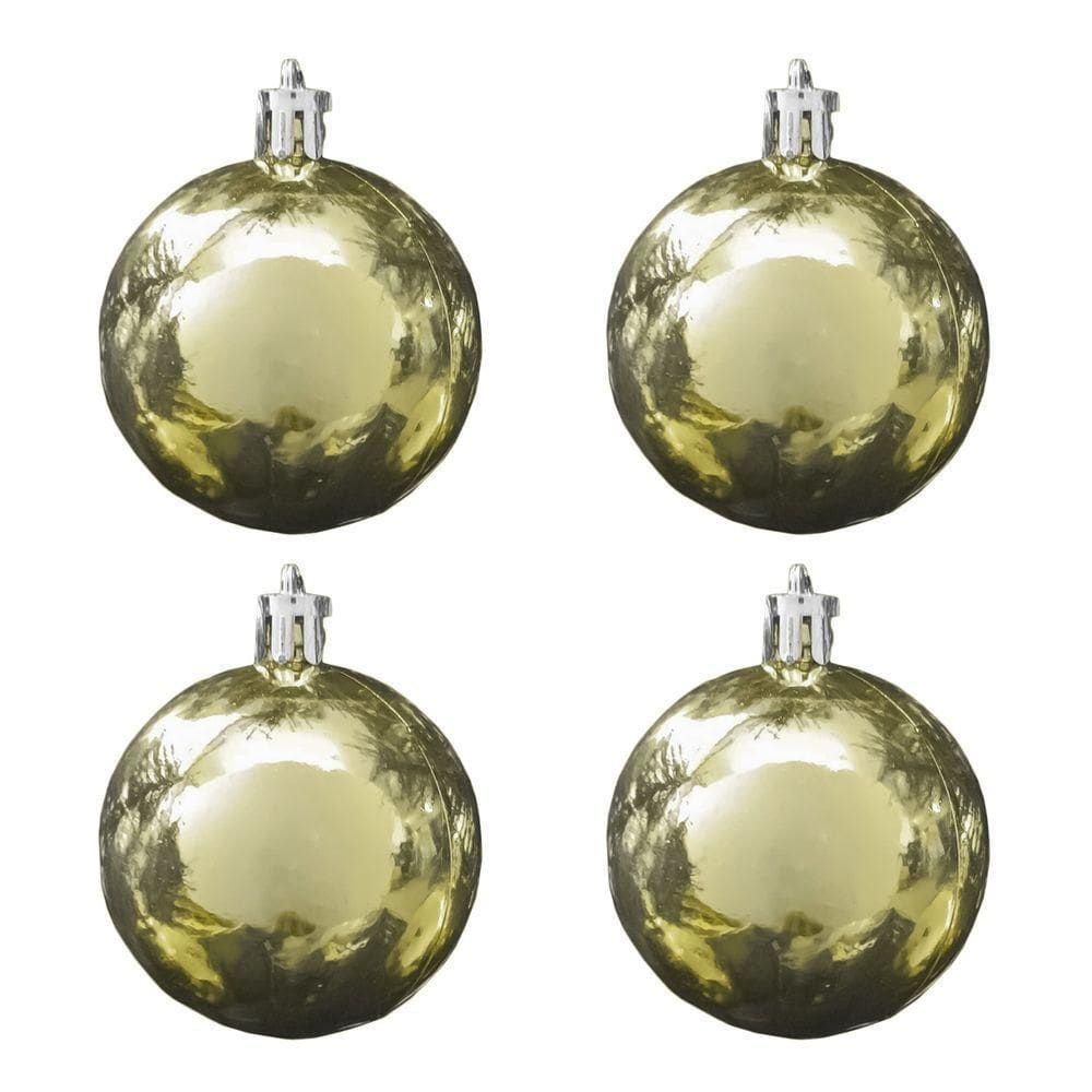 Bola De Natal Dourada Metalizada 5cm - 4 Unidades