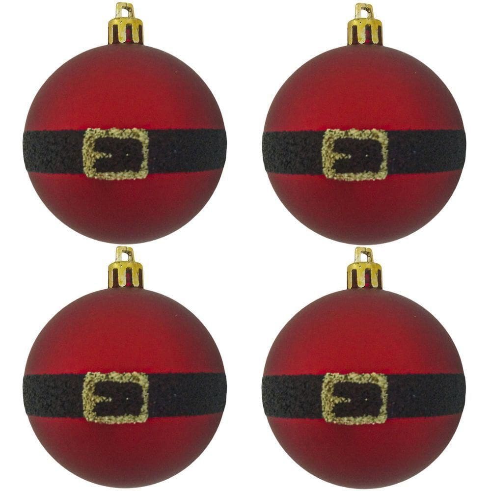 Bola De Natal Vermelha Papai Noel 6cm - 9 Unidades