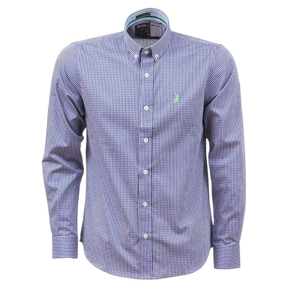 Camisa Masculina Azul Manga Longa Austin 37949