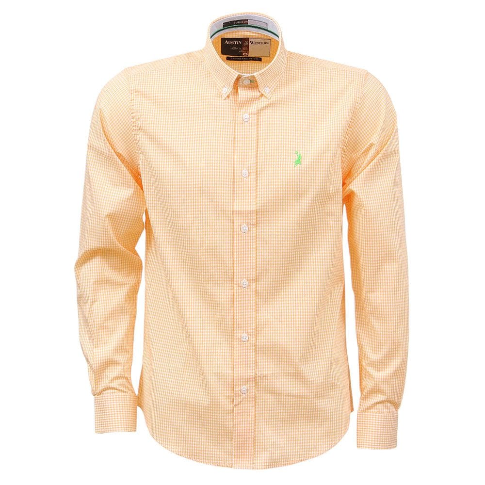 Camisa Masculina Laranja Manga Longa Austin 37948