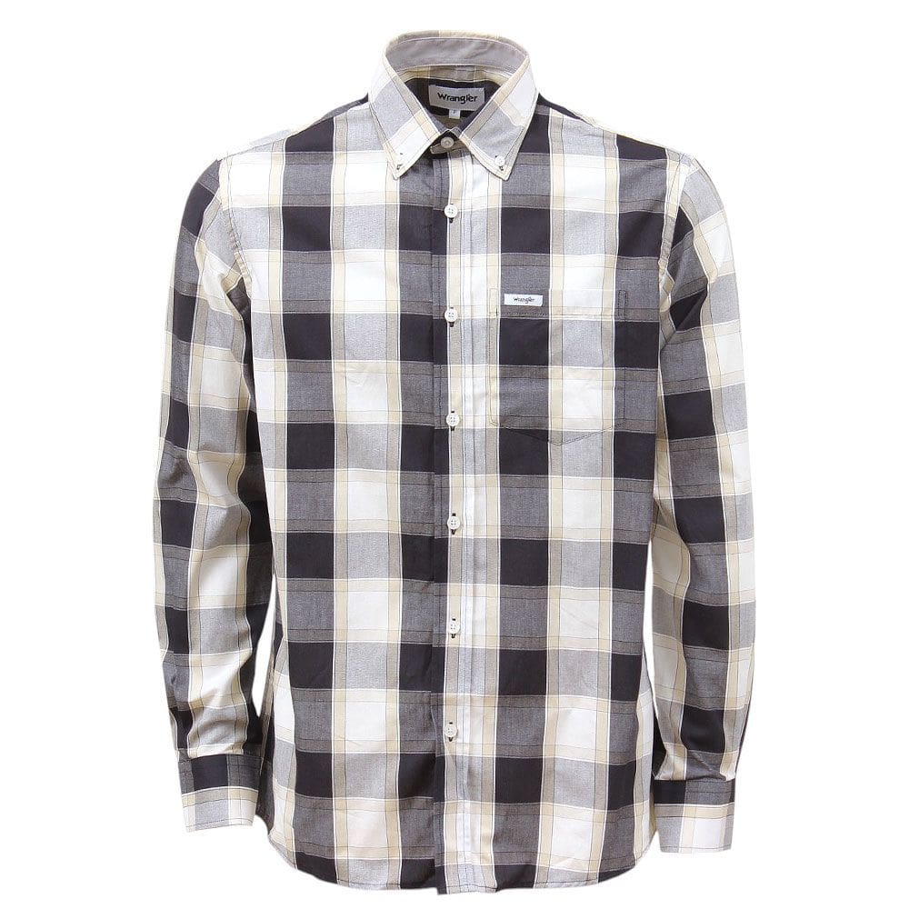 Camisa Masculina Xadrez Cinza Manga Longa Wrangler 37821