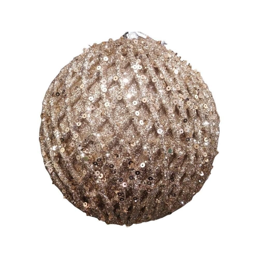 Bola De Natal Losango Ouro Com Glitter 15cm - 1 Unidade