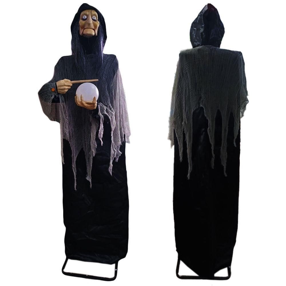 Boneco Bruxa Vidente Decoração Halloween Com Som E Movimento