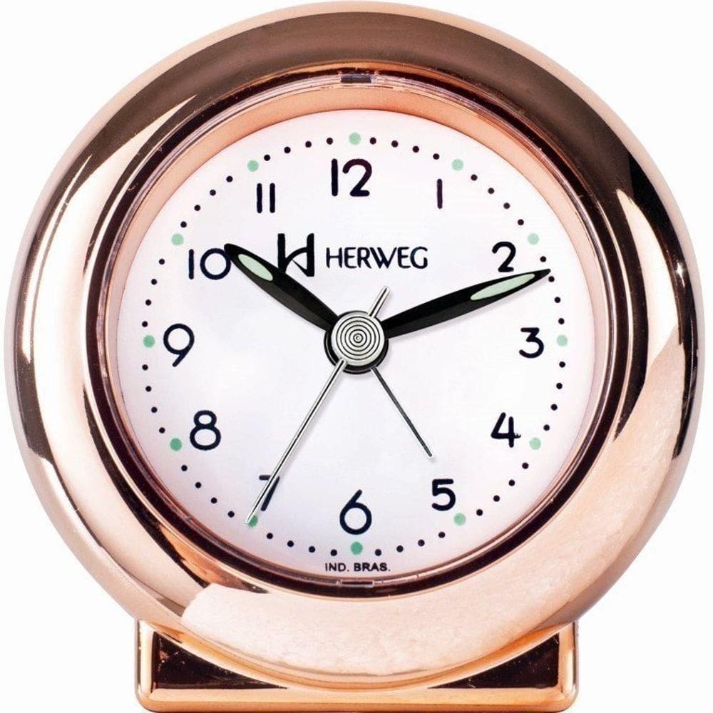 Relógio Despertador Quartz Redondo De Mesa Rosé - Rosé