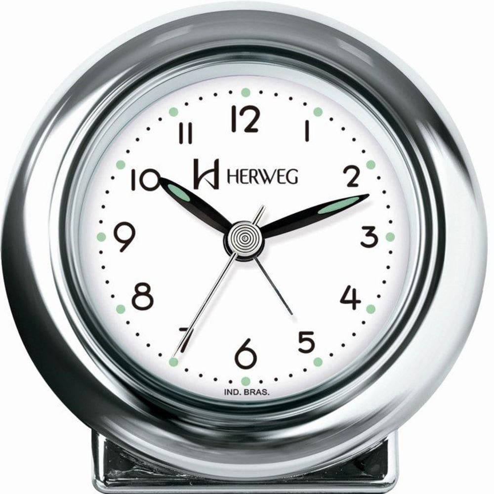 Relógio Despertador Quartz Redondo De Mesa Prata - Prata
