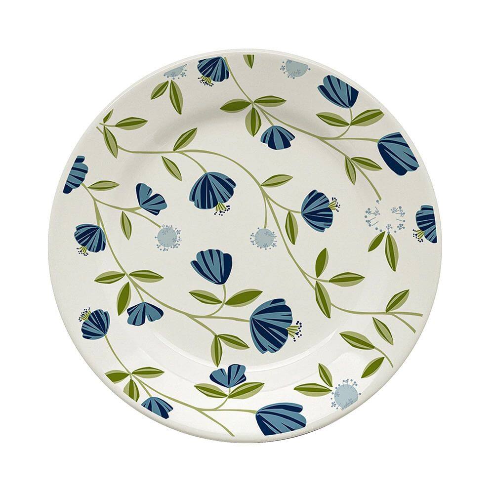 Prato de Sobremesa Oxford em Cerâmica Flores Azuis 18cm