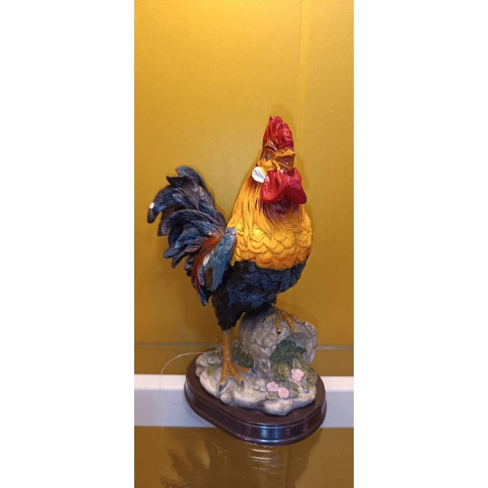 Enfeite Animal Galo De Resina Decorativo 20Cm