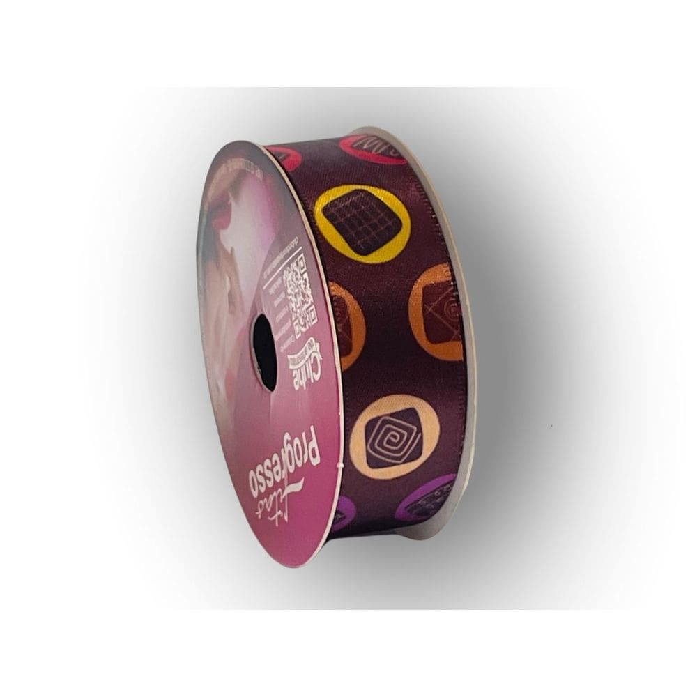 Fita Cetim Estampada 22mm 106 Bombons Coloridos 10 metros
