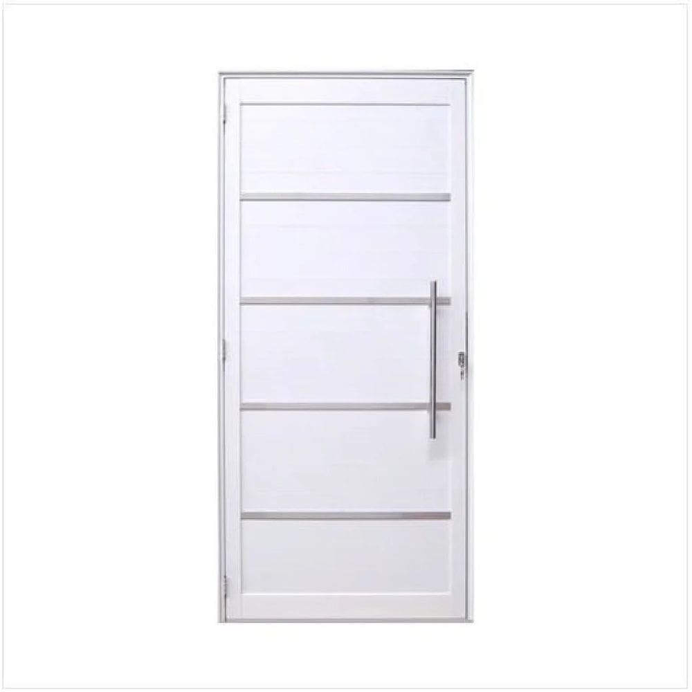 Porta Lambril c/friso 2,10x60 lado DIREITO L-25 no alumínio branco c/puxador redondo
