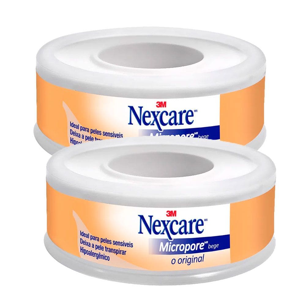Kit 2 Fita Micropore Nexcare Bege 12mm x 4,5m 1 Unidade